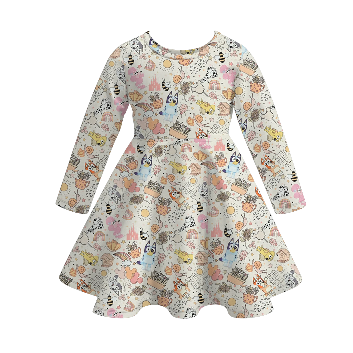 (Pre Order)Girls Fall Cartoon Print Dress
