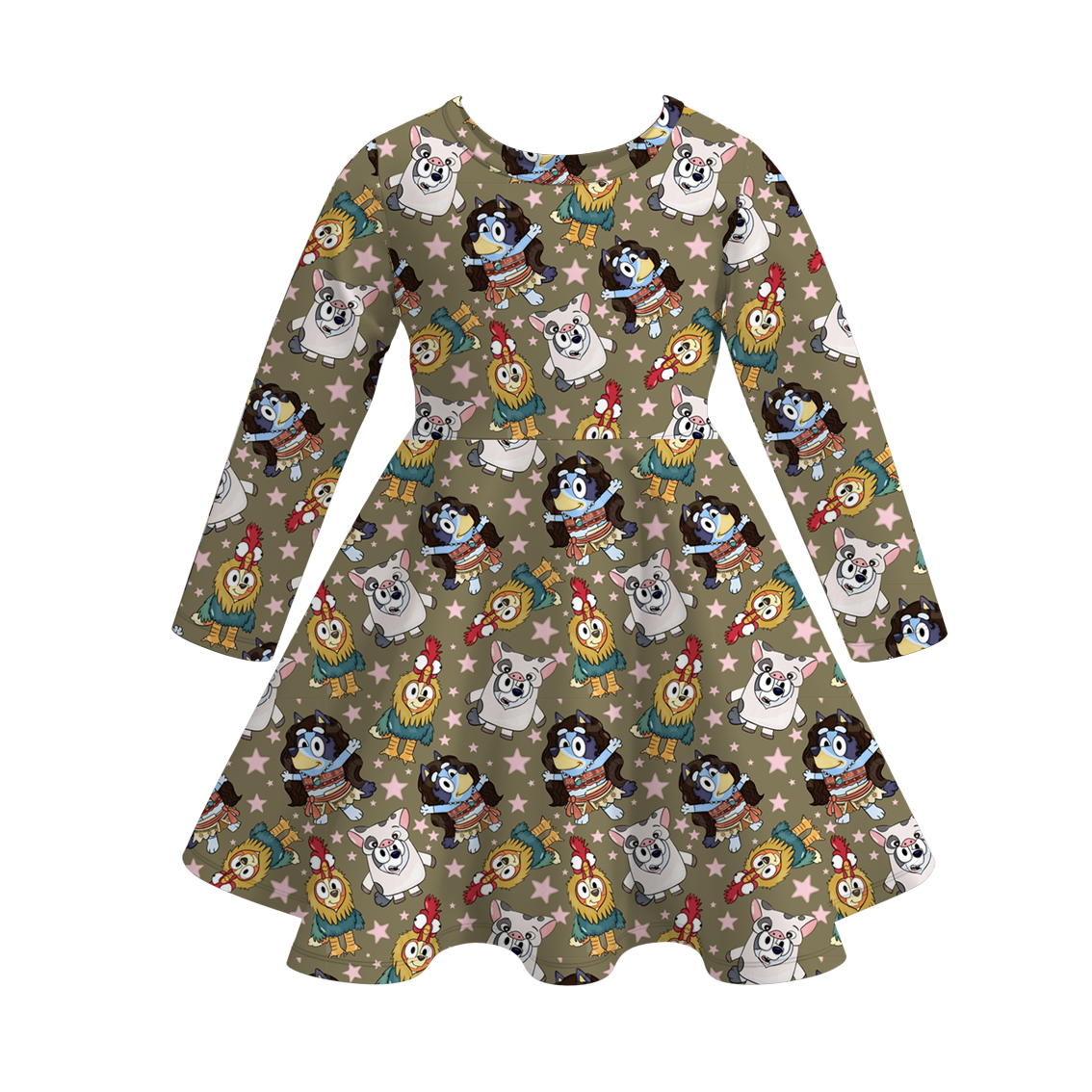 (Pre Order)Girls Fall Cartoon Print Dress