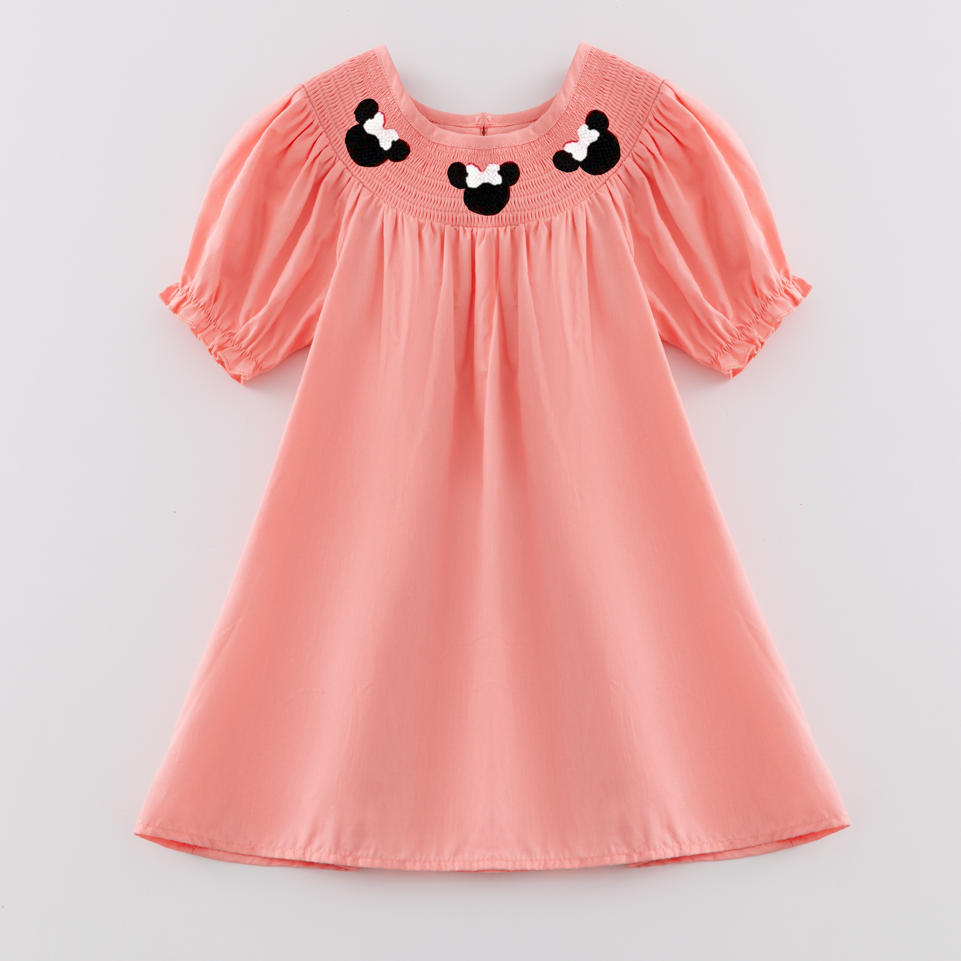 (Pre Order)Girls Cartoon Embroidery Smocked Dress and Romper