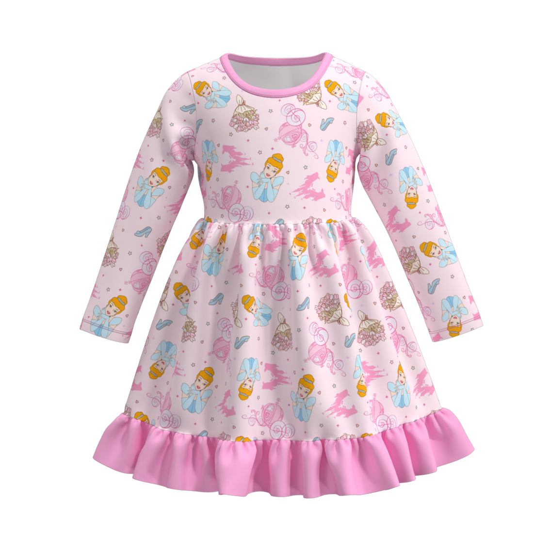 (Pre Order)Girls Valentine's Day Cartoon Print Dress