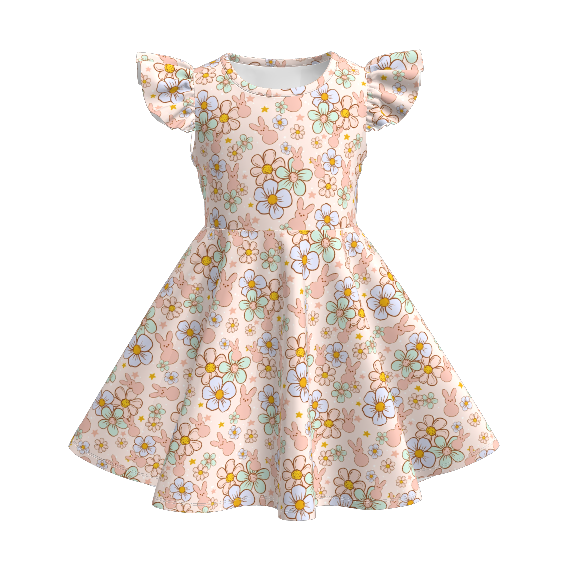 (Pre Order)Girls Spring and Summer Easter Print Dress
