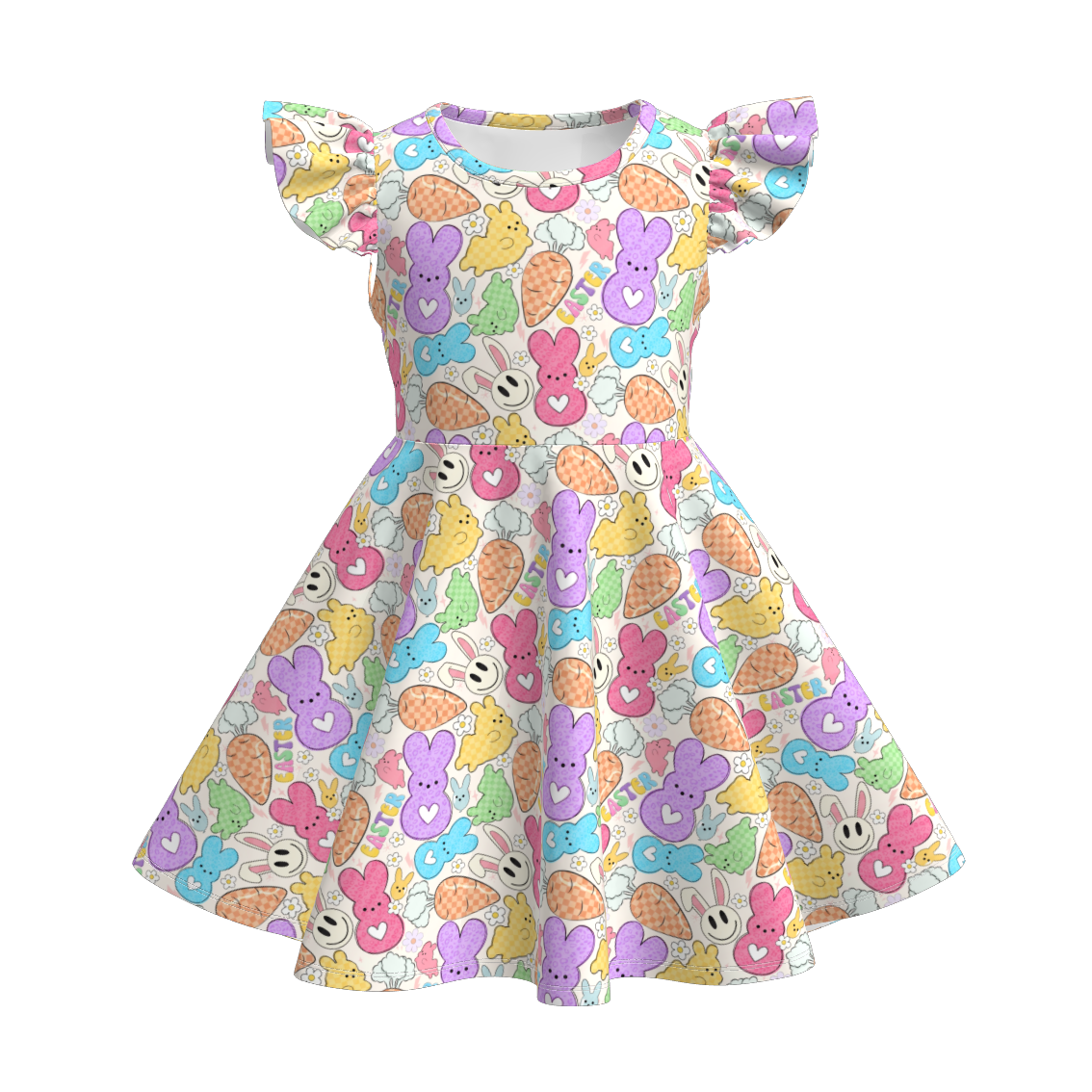 (Pre Order)Girls Spring and Summer Easter Print Dress