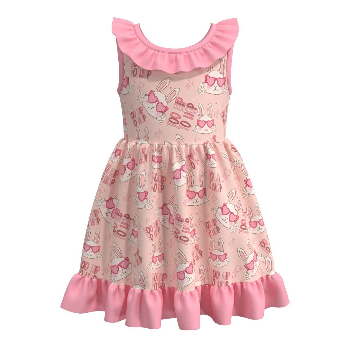 (Pre Order)Girls Easter Print Sleeveless Lace Dress