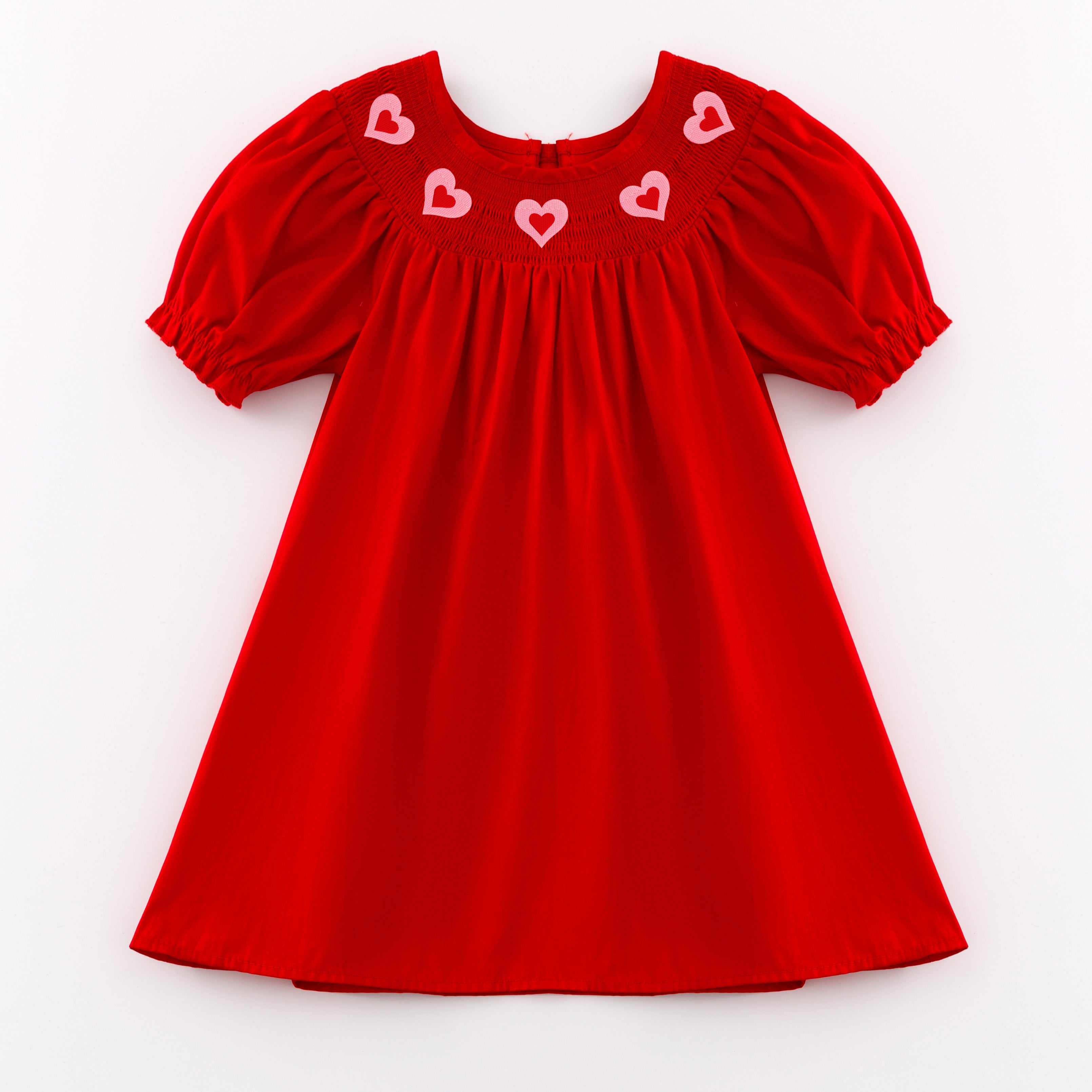 (Pre Order)Girls Valentine's Day Embroidery Smocked Dress and Romper
