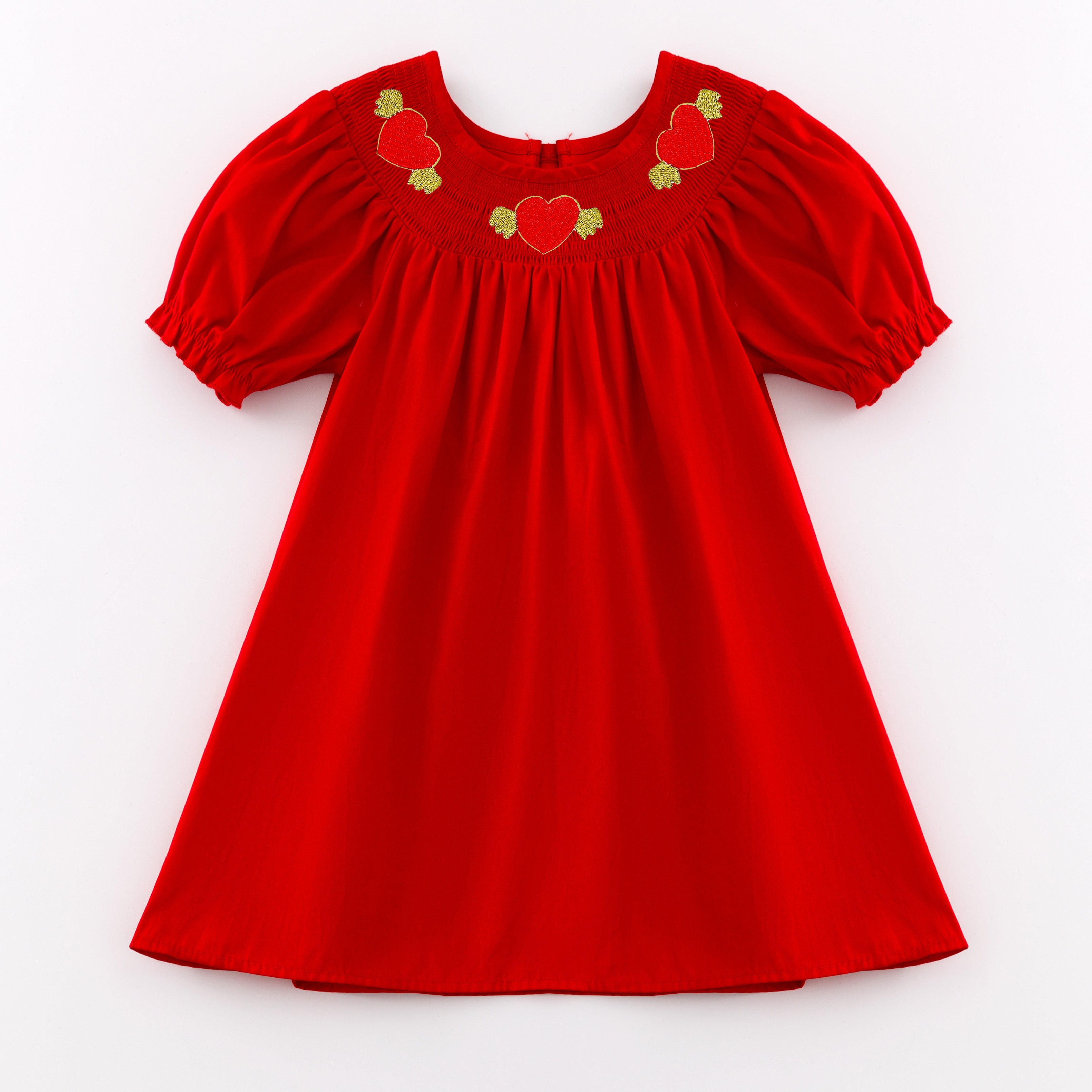 (Pre Order)Girls Valentine's Day Embroidery Smocked Dress and Romper