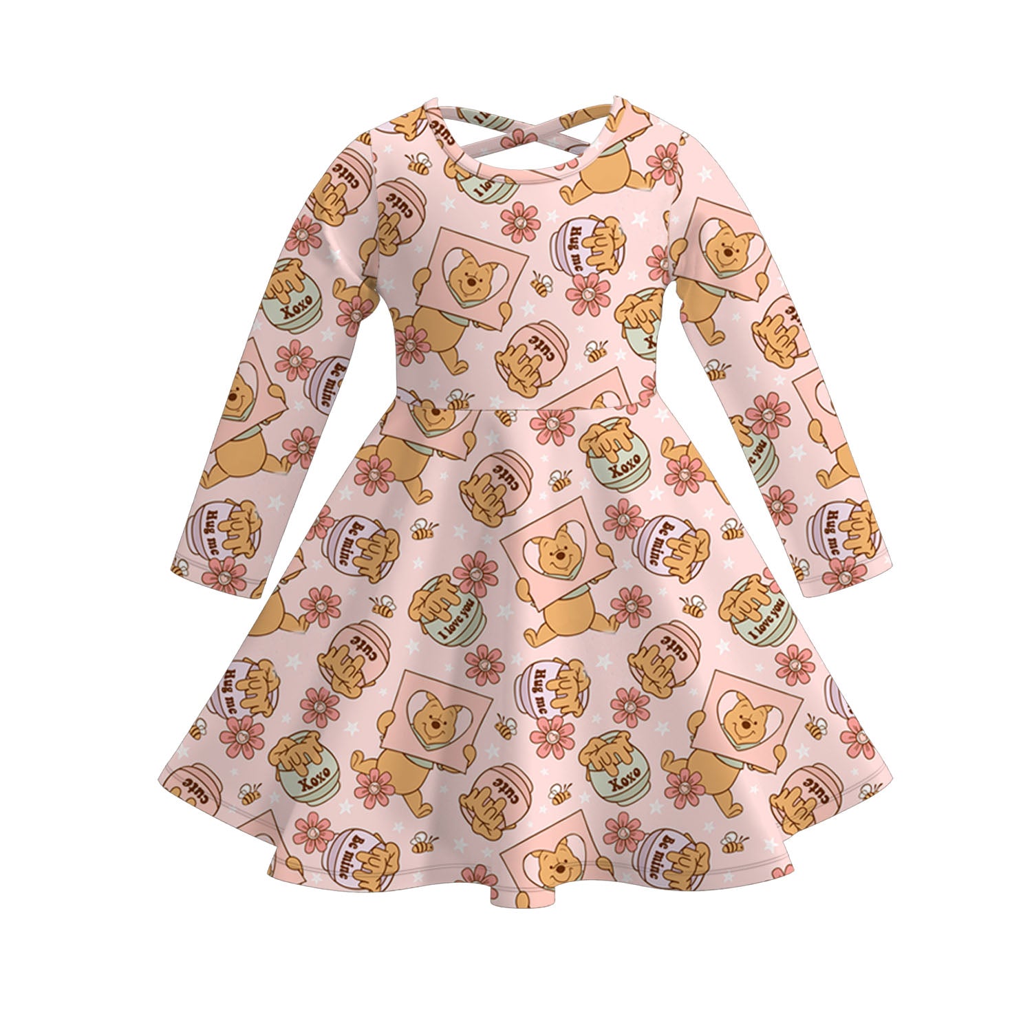 (Pre Order)Girls Valentine's Day Cartoon Print Dress