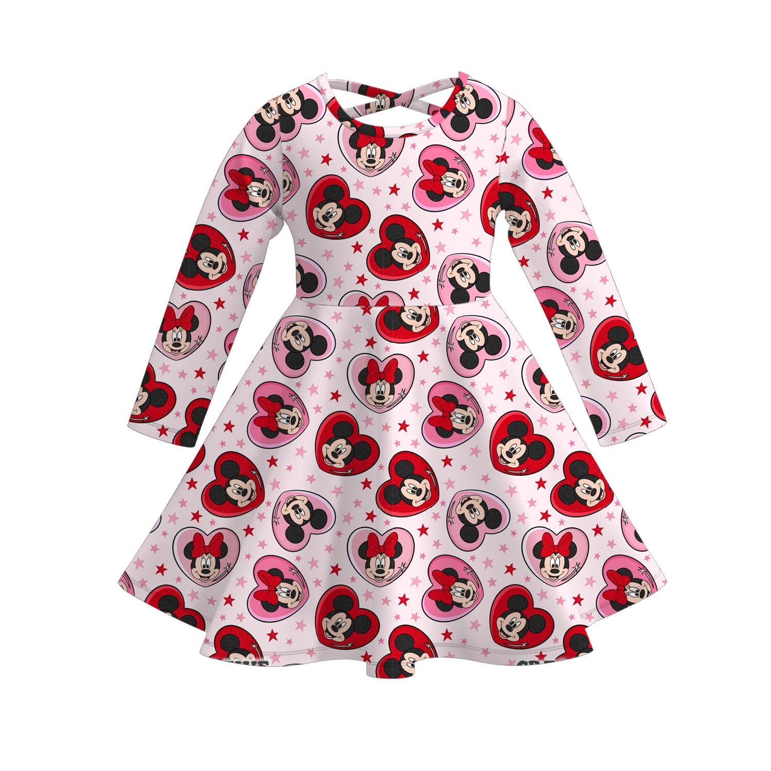 (Pre Order)Girls Valentine's Day Cartoon Print Dress