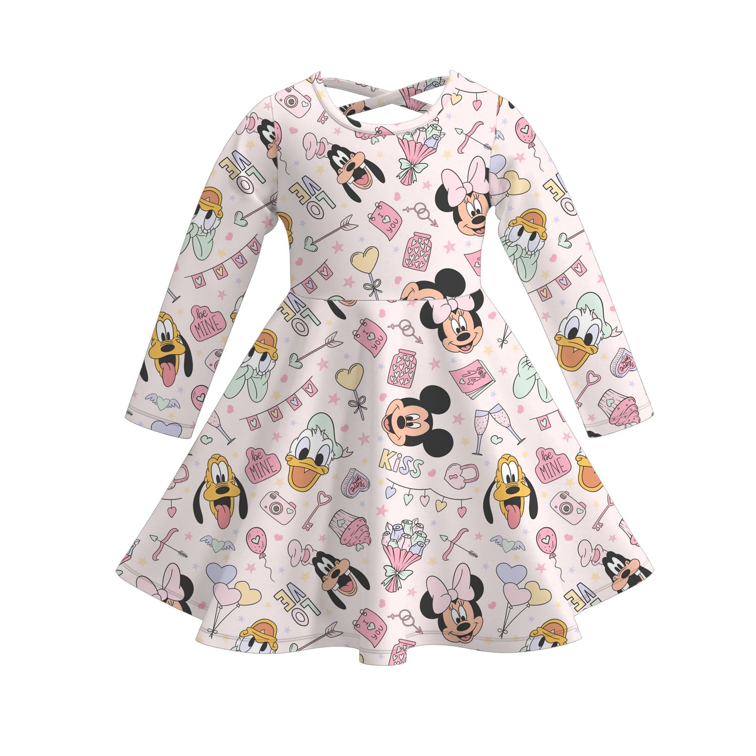 (Pre Order)Girls Valentine's Day Cartoon Print Dress