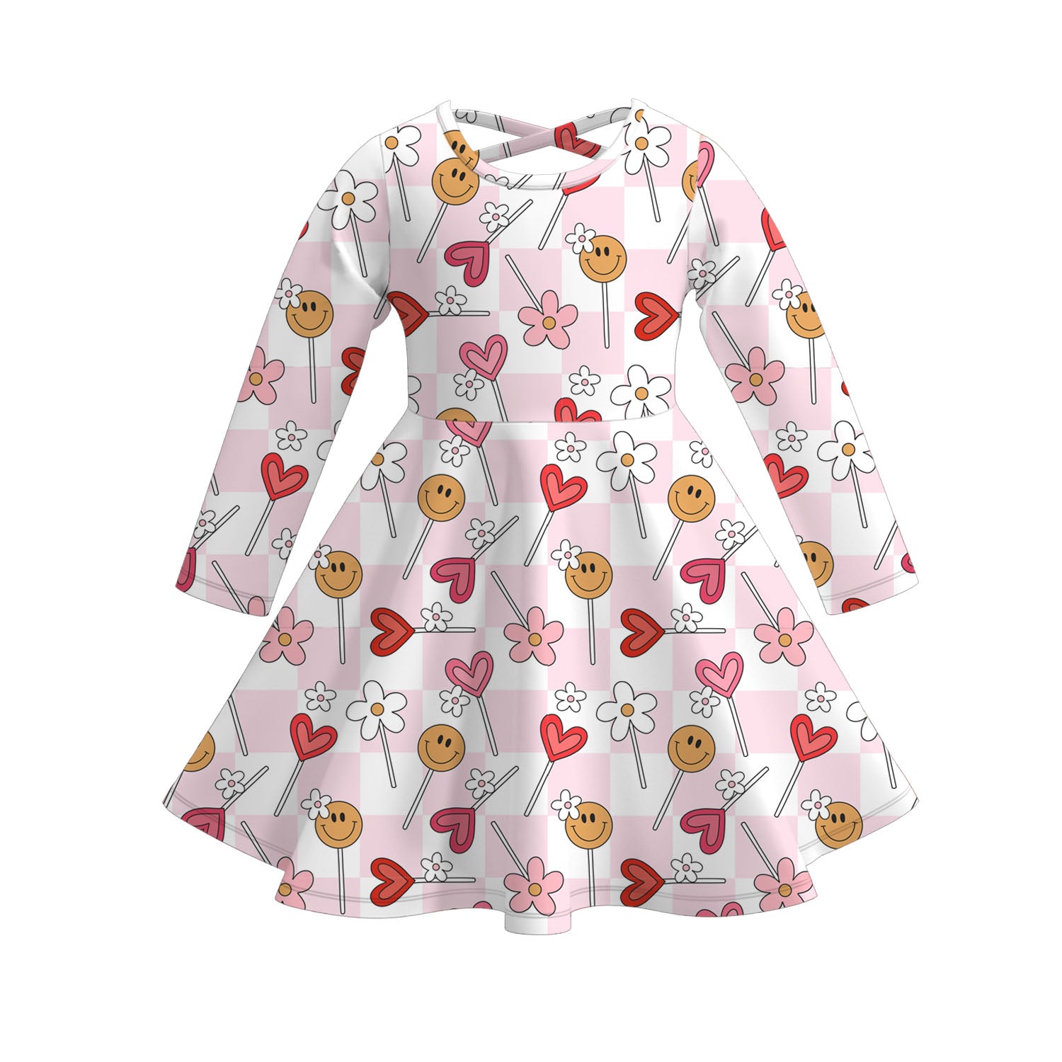 (Pre Order)Girls Valentine's Day Cartoon Print Dress