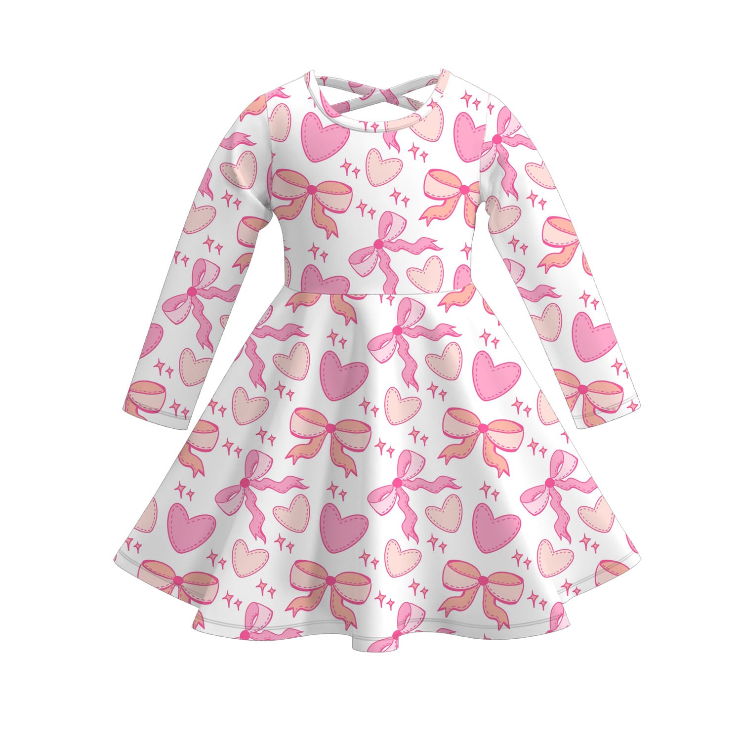 (Pre Order)Girls Valentine's Day Cartoon Print Dress