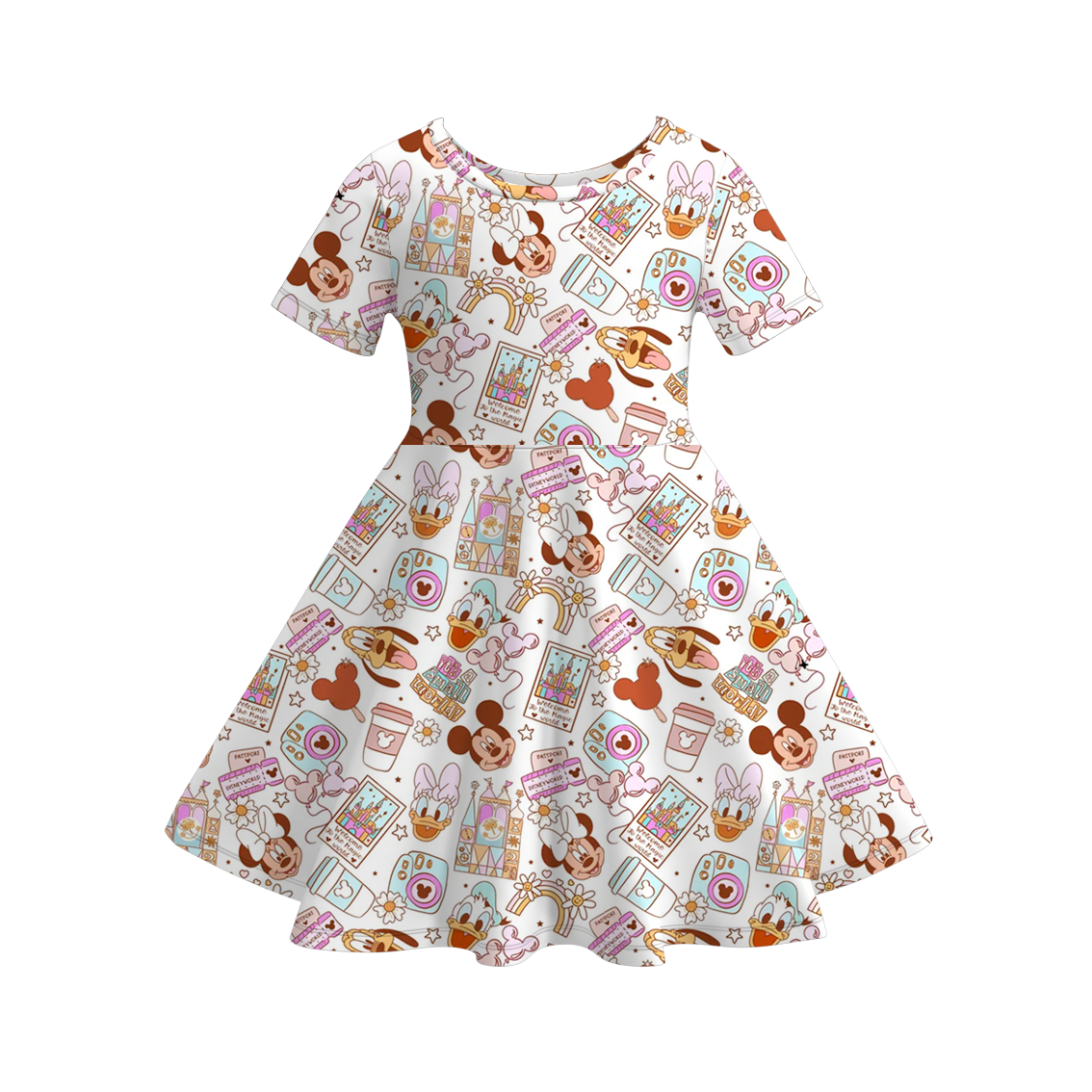 (Pre Order)Girls Fall Cartoon Print Dress