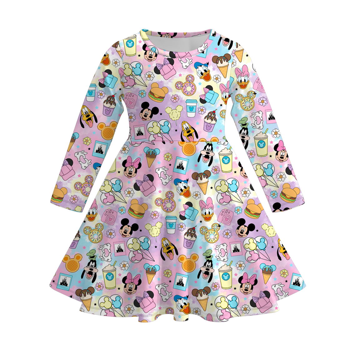 (Pre Order)Girls Fall Cartoon Print Dress