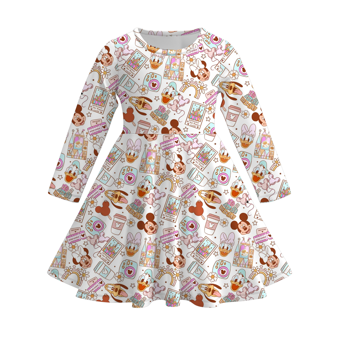 (Pre Order)Girls Fall Cartoon Print Dress