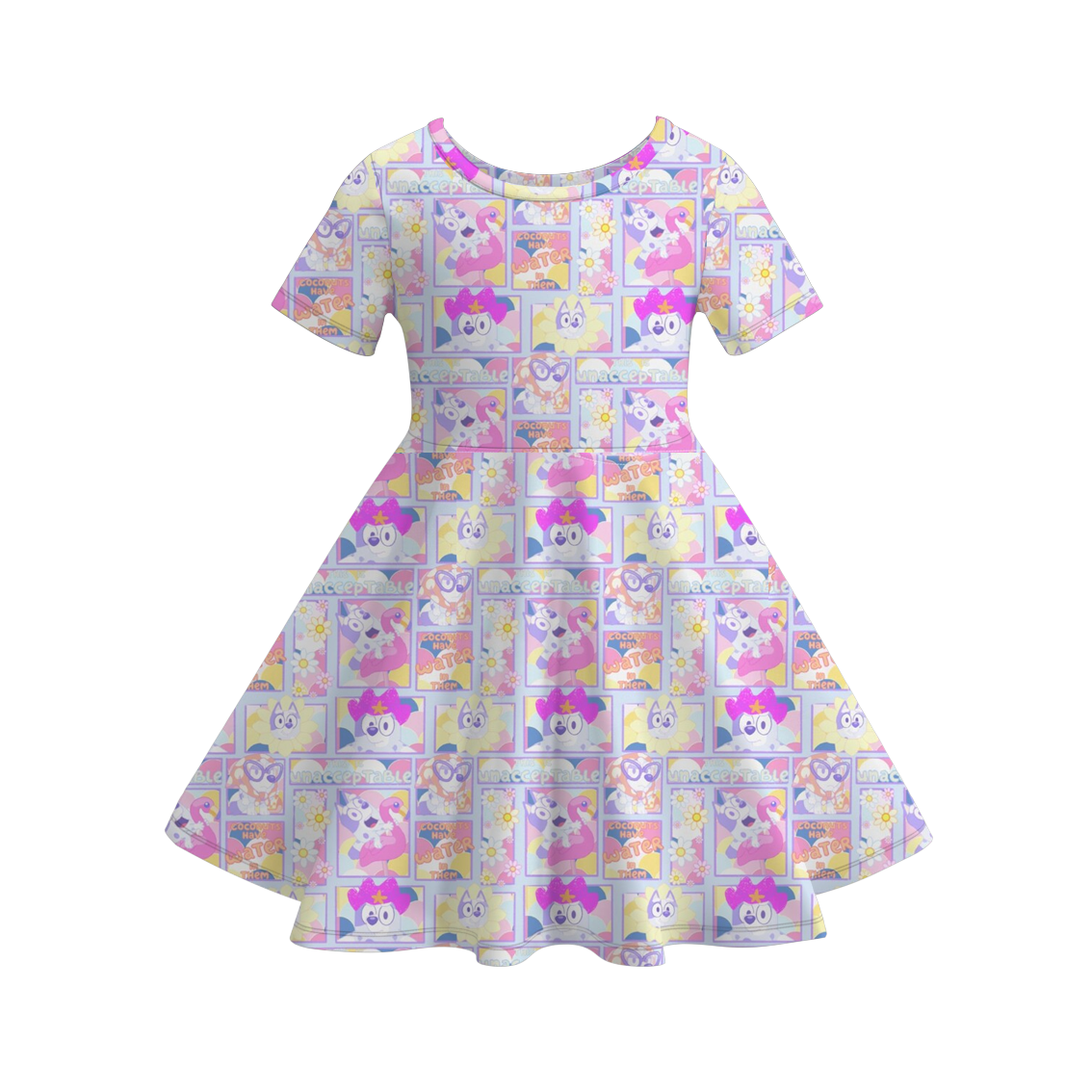 (Pre Order)Girls Fall Cartoon Print Dress