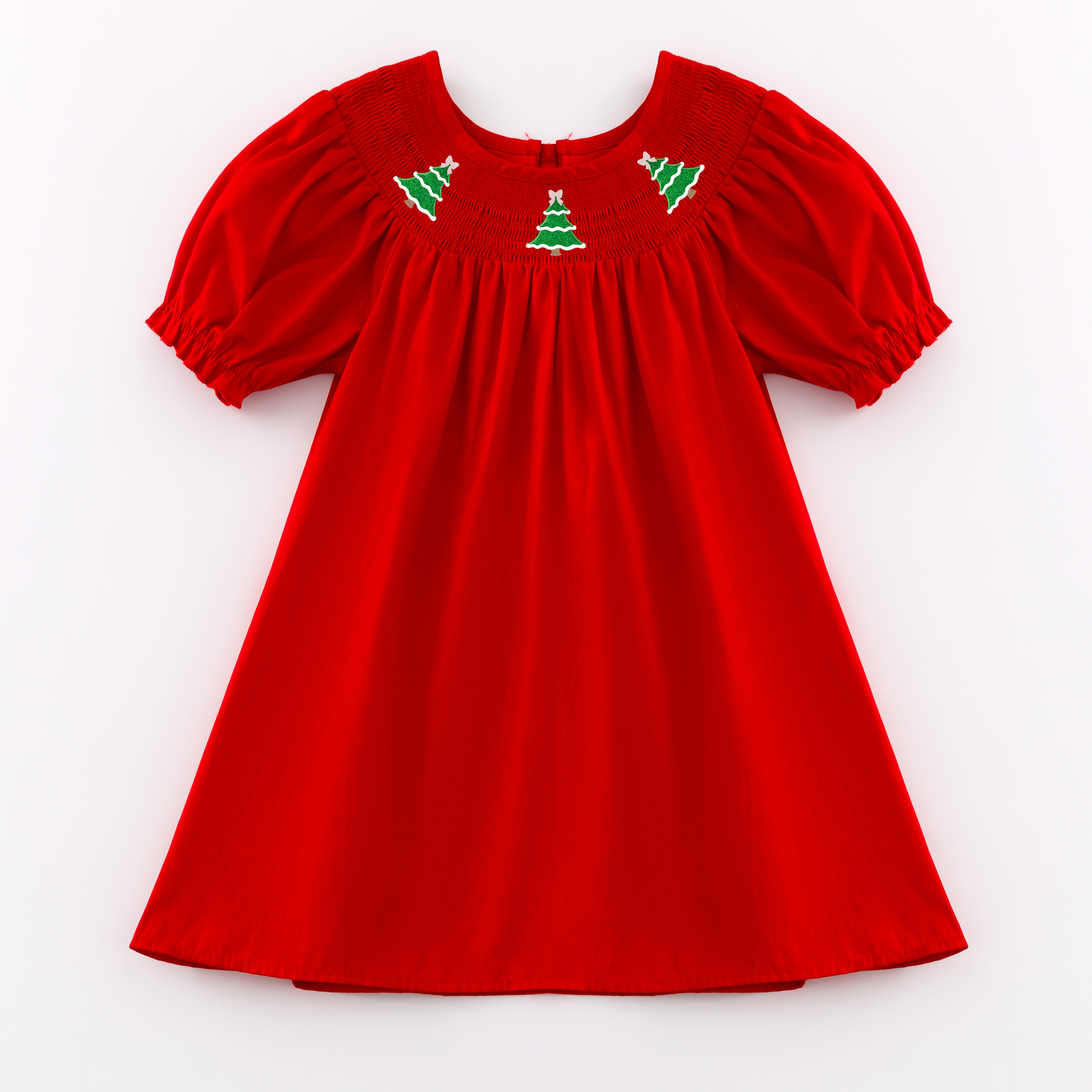 (Pre Order)Girls Christmas Embroidery Smocked Dress