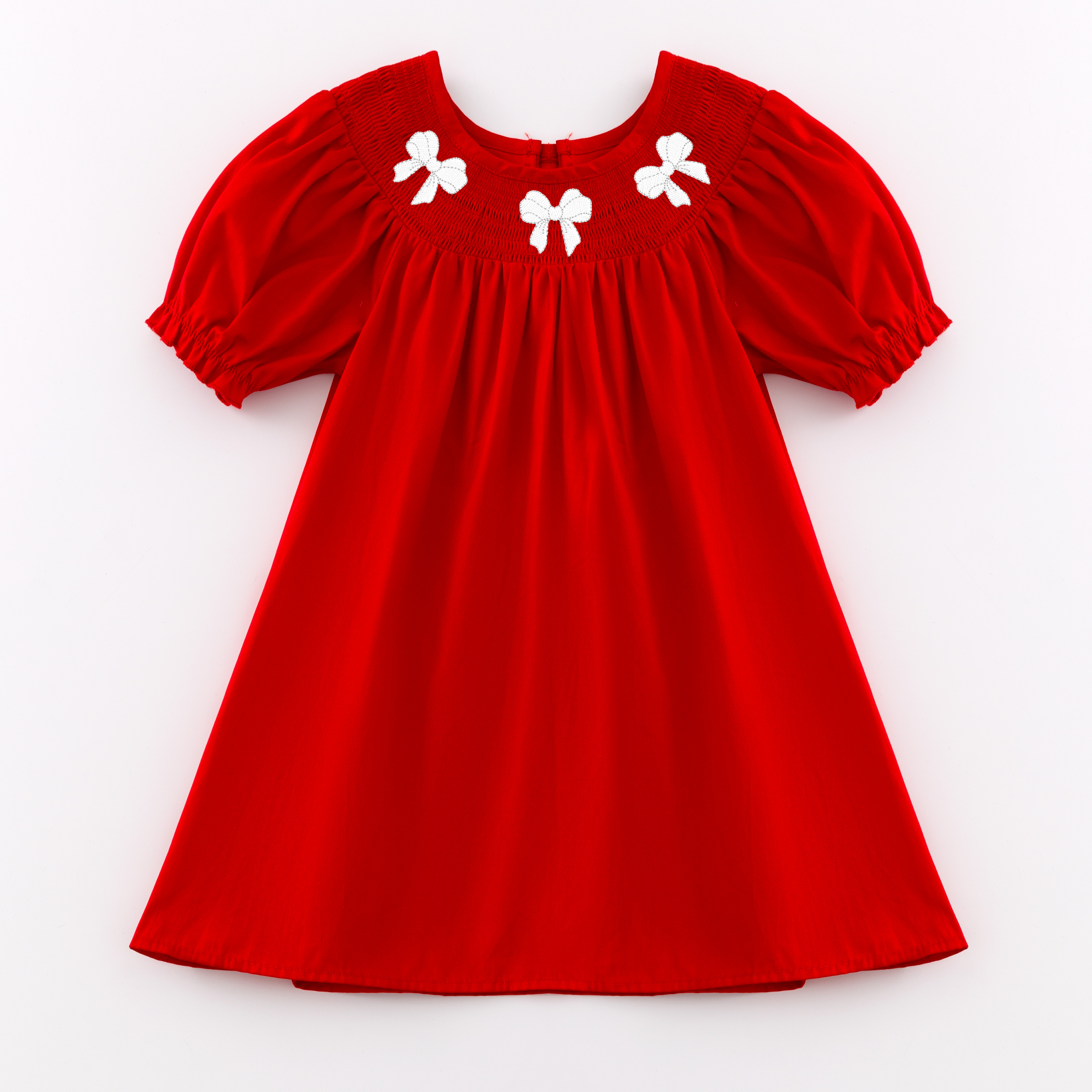 (Pre Order)Girls Christmas Embroidery Smocked Dress