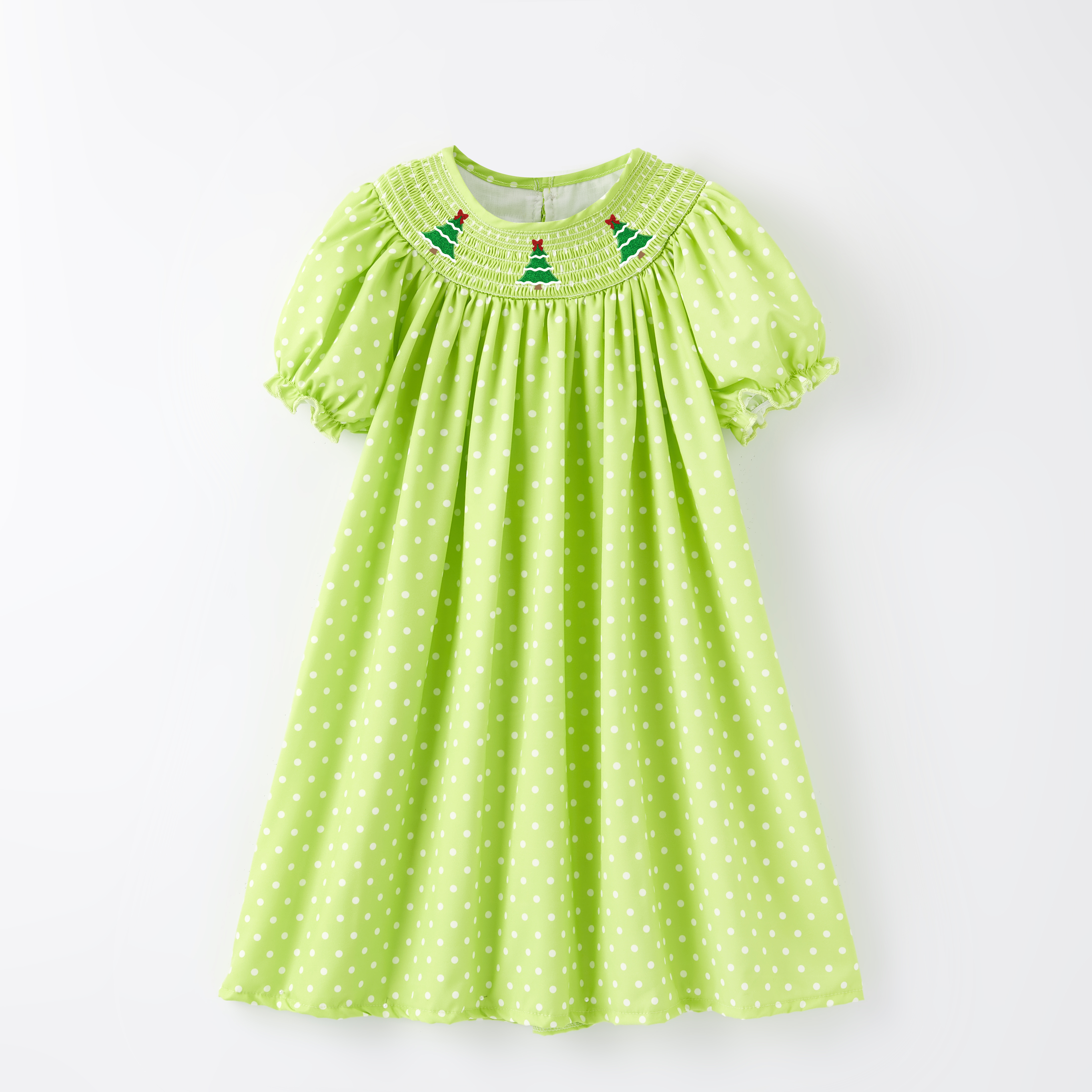 (Pre Order)Girls Christmas Embroidery Smocked Dress