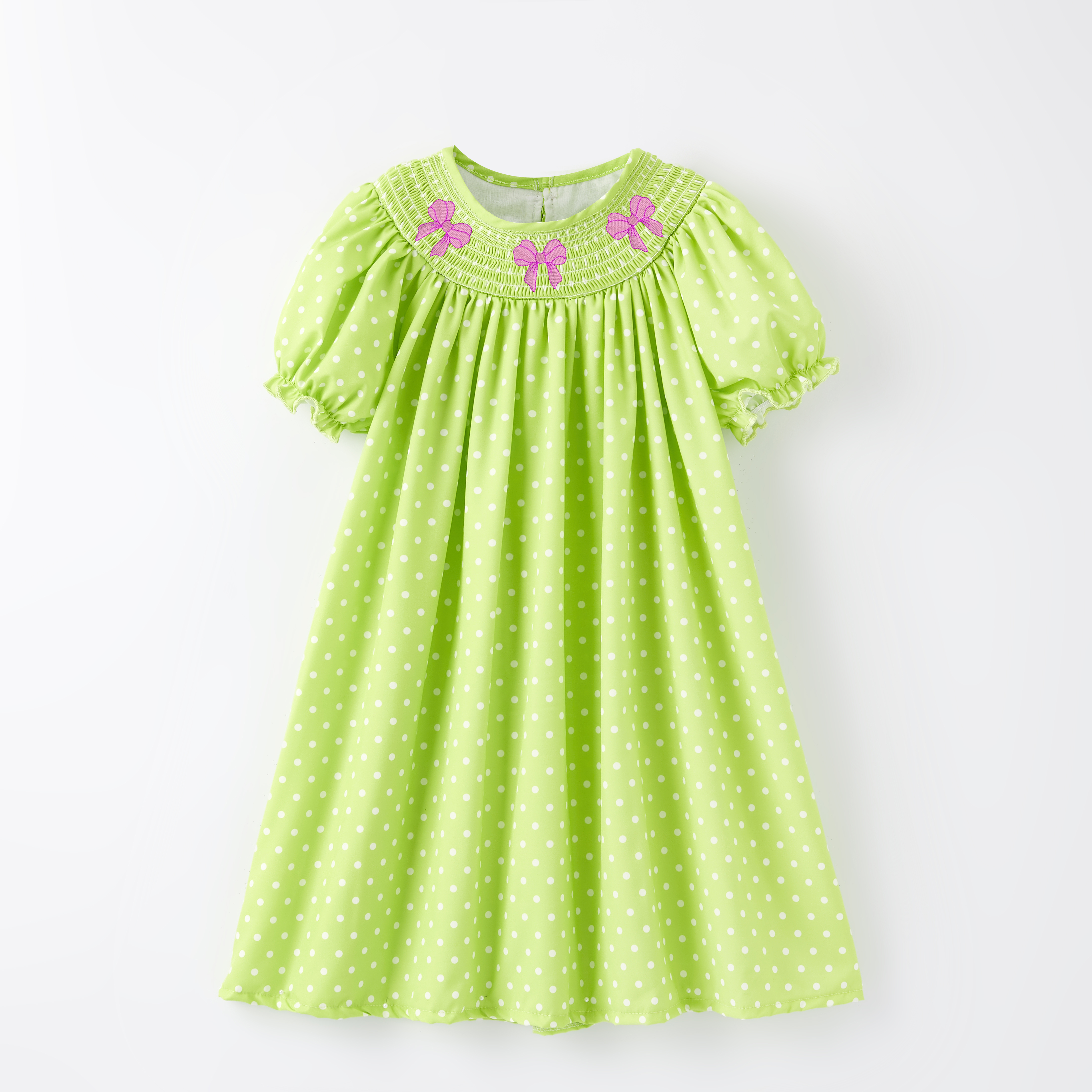 (Pre Order)Girls Christmas Embroidery Smocked Dress