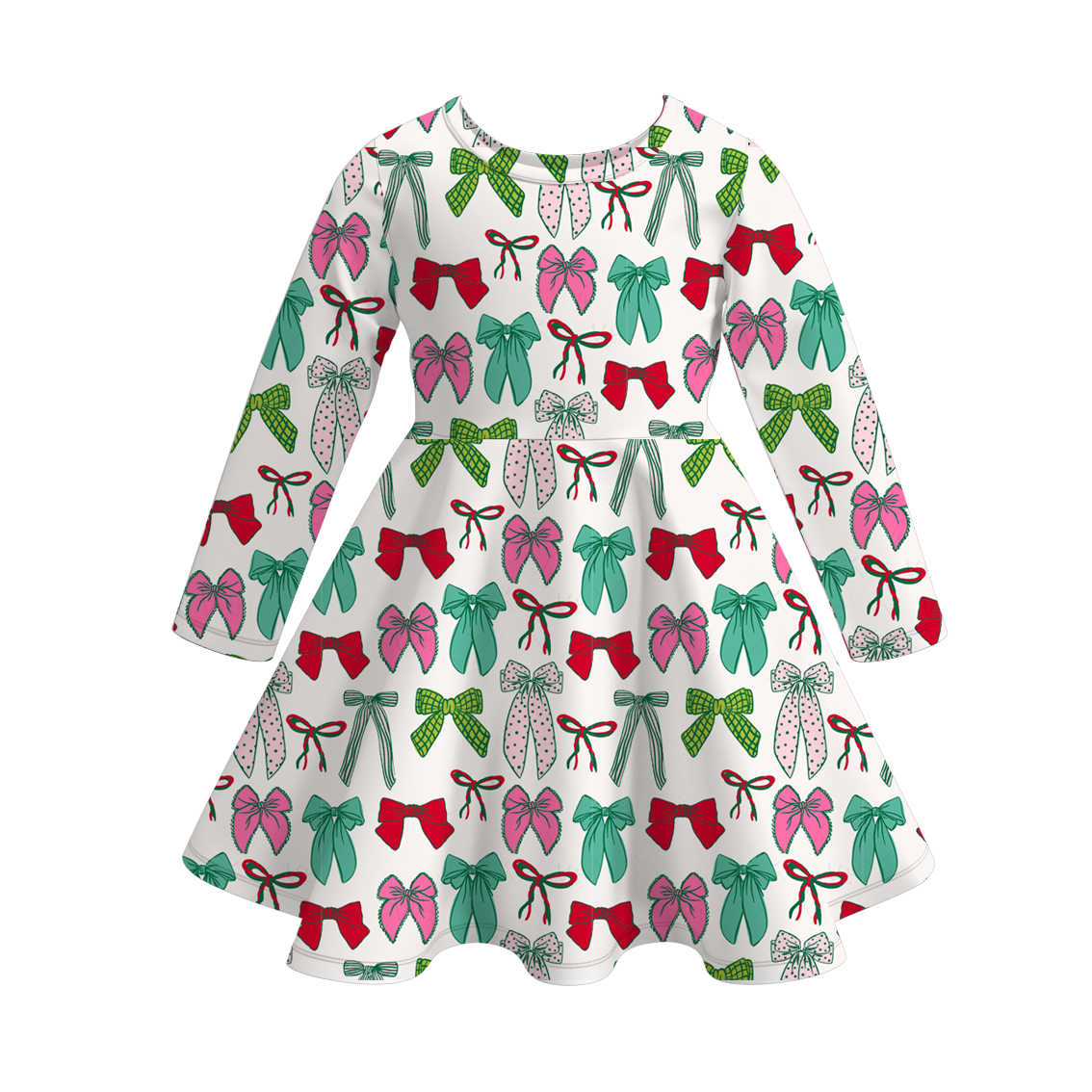 (Pre Order)Girls Christmas Print Milk Silk Dress