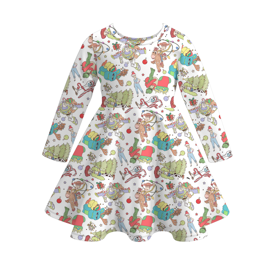 (Pre Order)Girls Christmas Print Milk Silk Dress