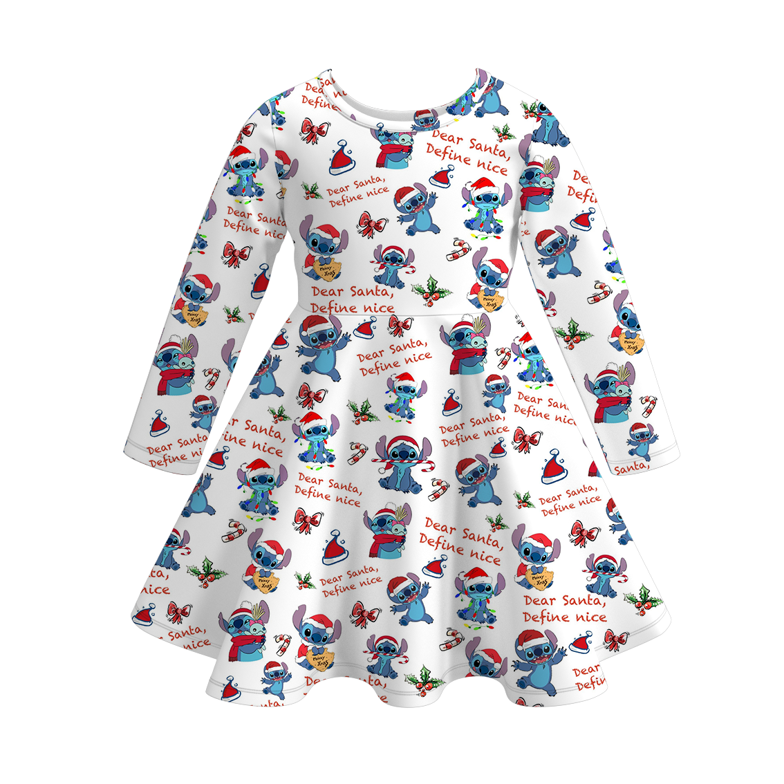 (Pre Order)Girls Christmas Print Milk Silk Dress
