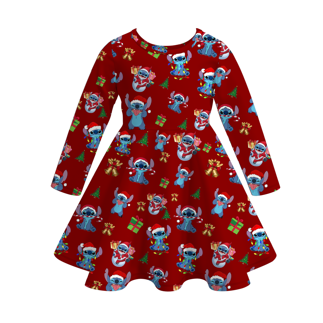 (Pre Order)Girls Christmas Print Milk Silk Dress