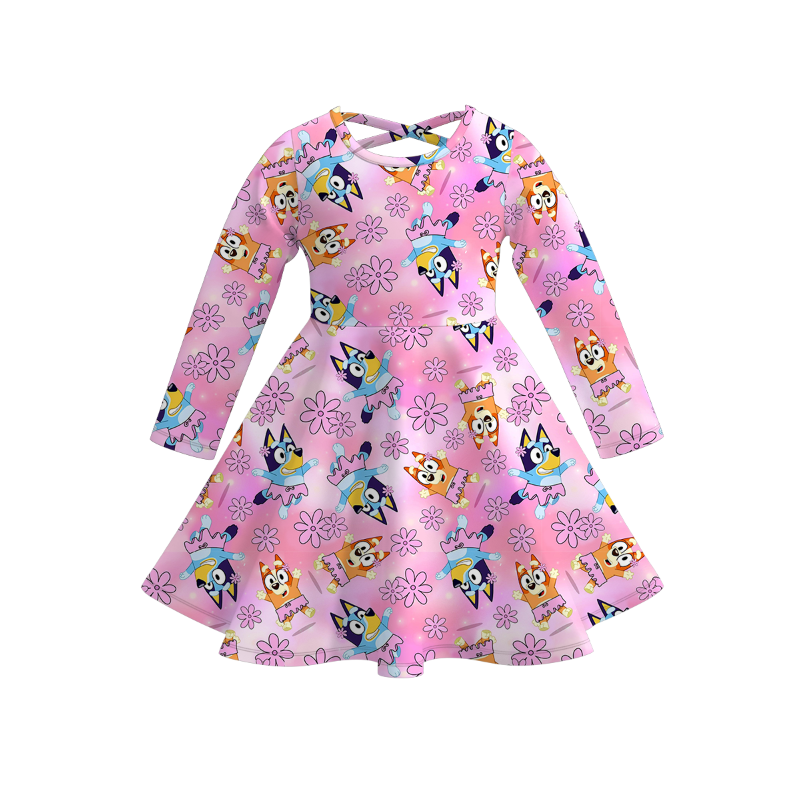 (Pre Order)Girls Valentine's Day Cartoon Print Dress