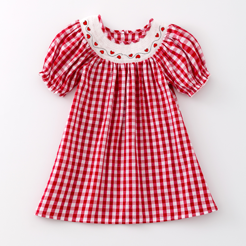 (Pre Order)Girls Valentine's Day Embroidery Smocked Dress and Romper