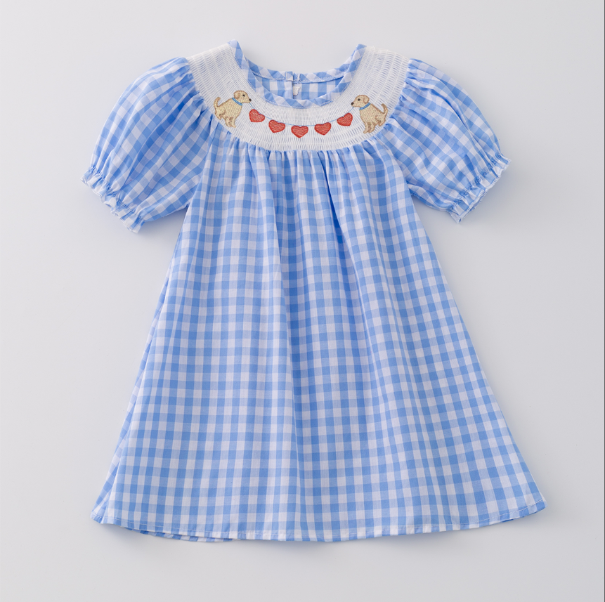 (Pre Order)Girls and Boys Valentine's Day Embroidery Smocked Dress Romper Outfit