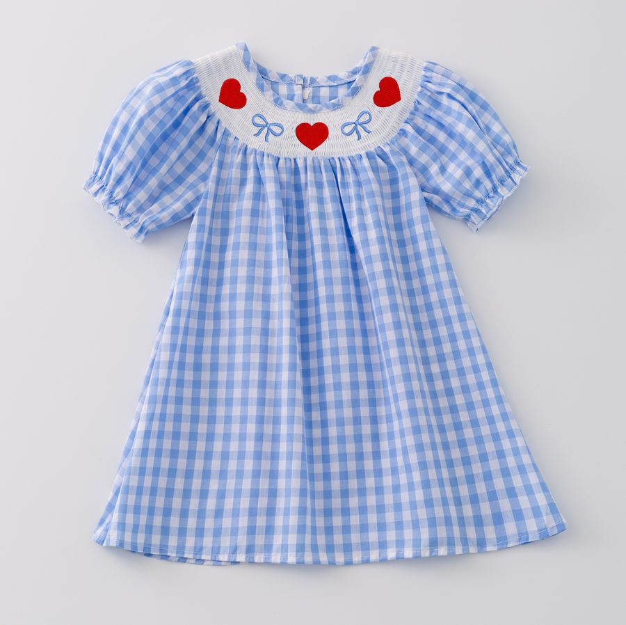 (Pre Order)Girls and Boys Valentine's Day Embroidery Smocked Dress Romper Outfit