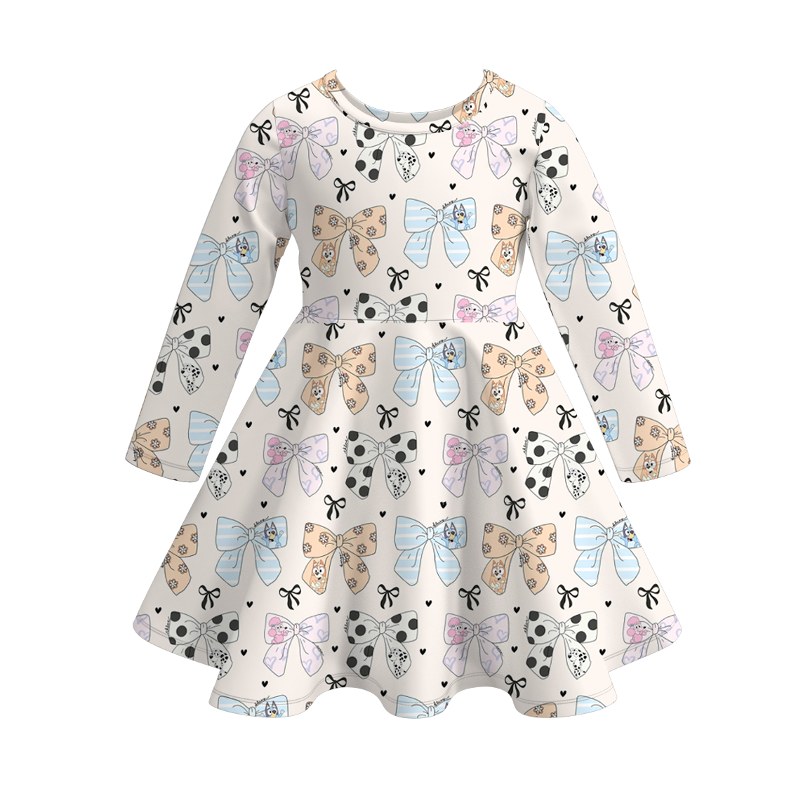 (Pre Order)Girls Valentine's Day Cute Cartoon Print Dress
