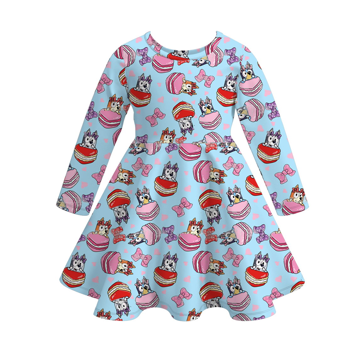 (Pre Order)Girls Valentine's Day Cute Cartoon Print Dress