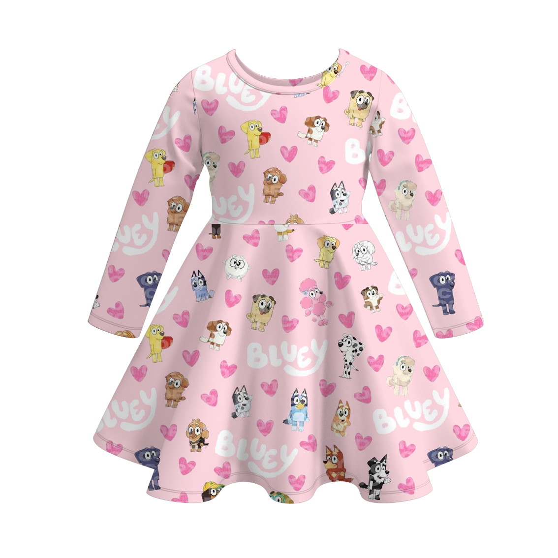 (Pre Order)Girls Valentine's Day Cute Cartoon Print Dress