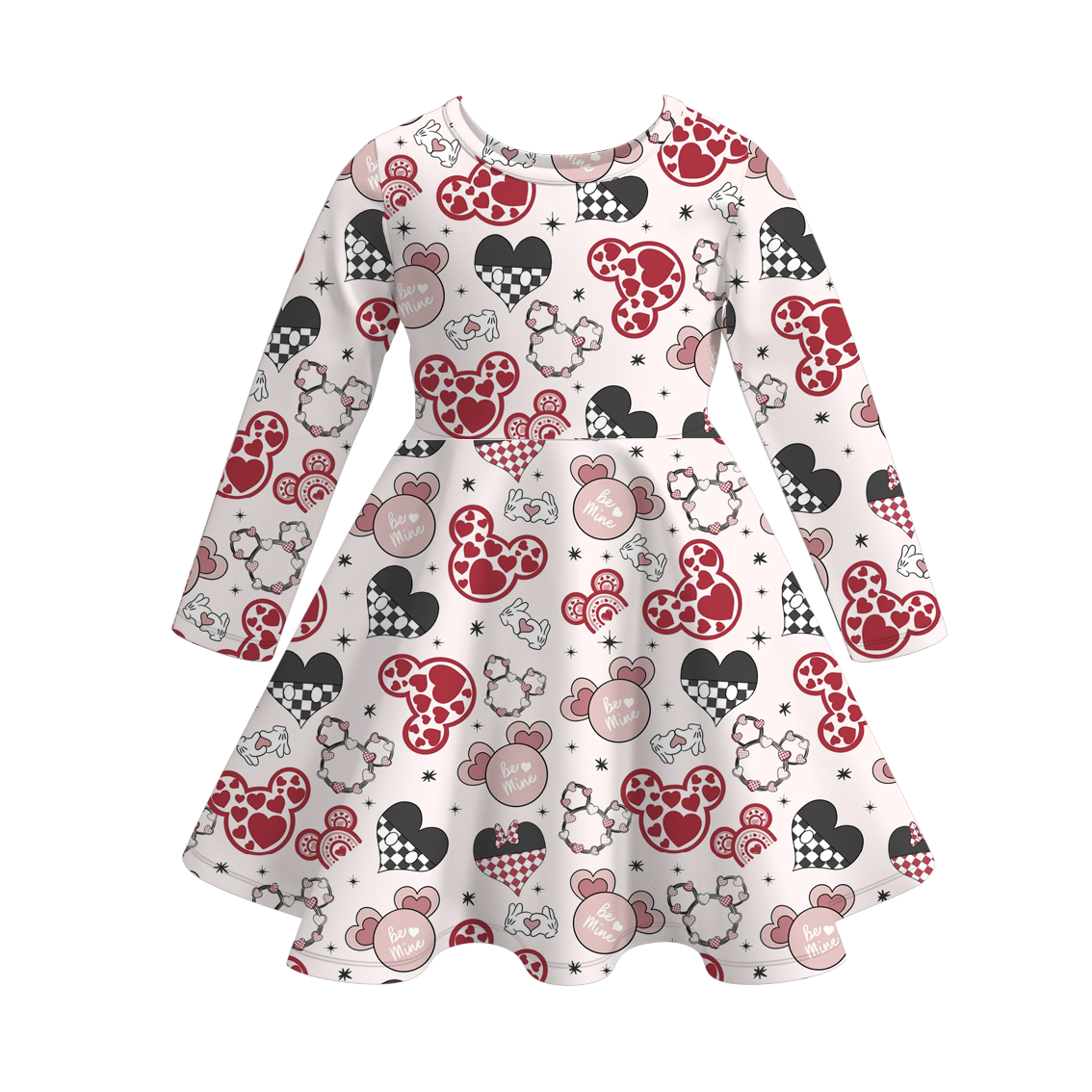 (Pre Order)Girls Valentine's Day Cartoon Print Dress