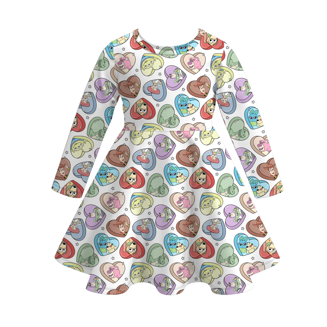 (Pre Order)Girls Valentine's Day Cartoon Print Dress