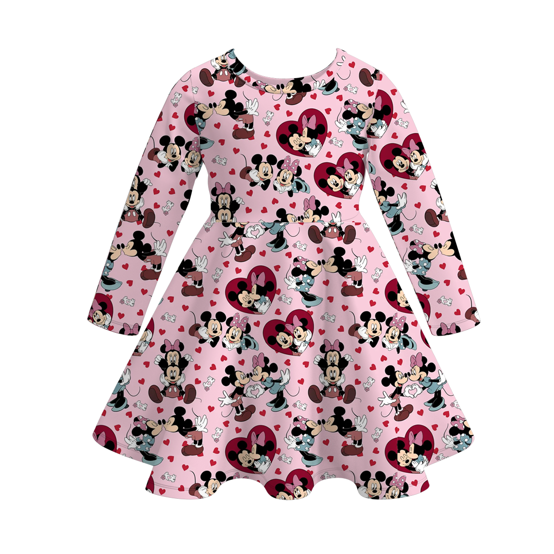 (Pre Order)Girls Valentine's Day Cartoon Print Dress