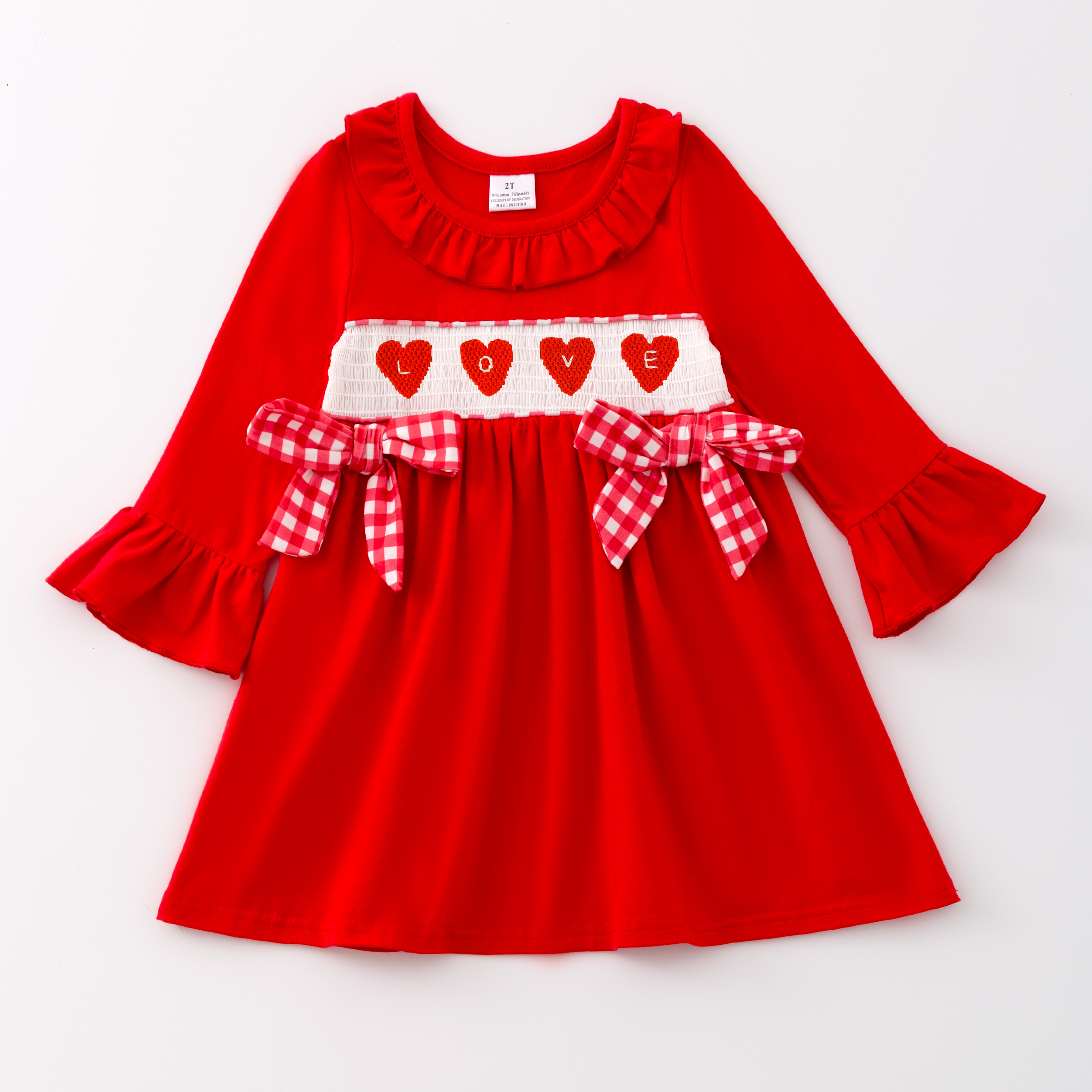 (Pre Order)Girls and Boys Valentine's Day Embroidery Smocked Dress Romper Outfit