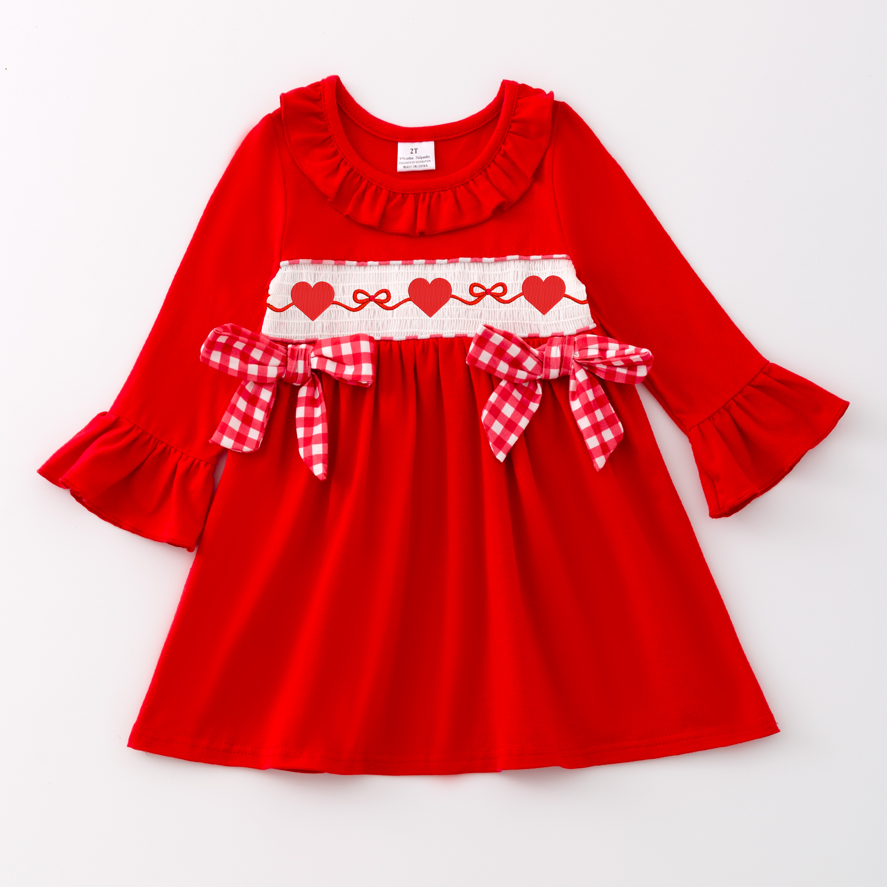(Pre Order)Girls and Boys Valentine's Day Embroidery Smocked Dress Romper Outfit