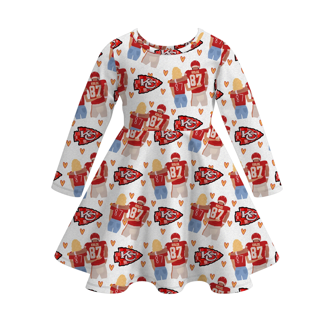 (Pre Order)Girls Football Print Milk Silk Dress