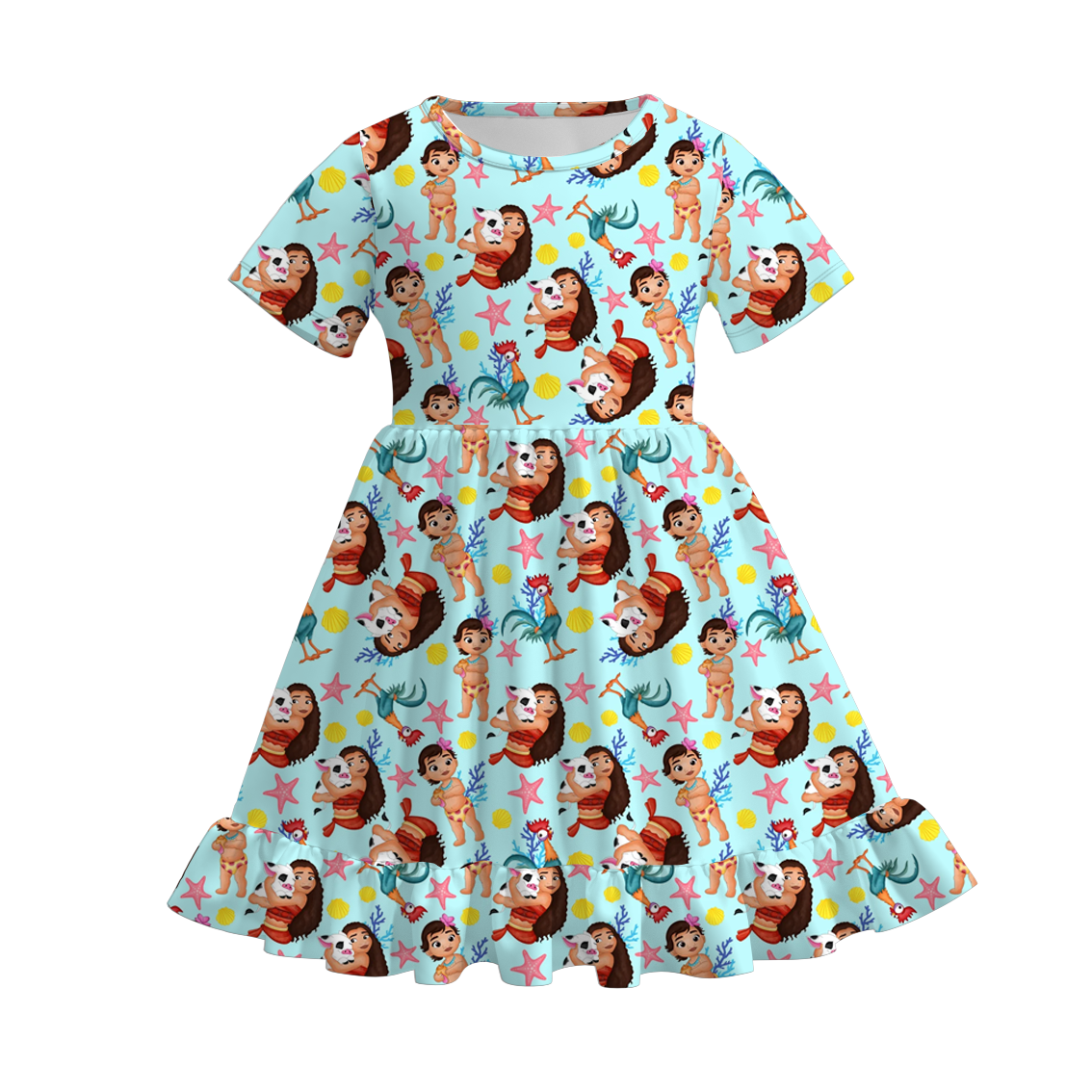 (Pre Order)Girls Cartoon Character Print Dress