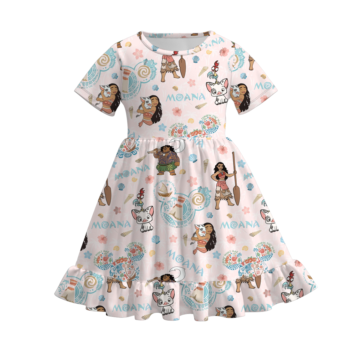(Pre Order)Girls Cartoon Character Print Dress
