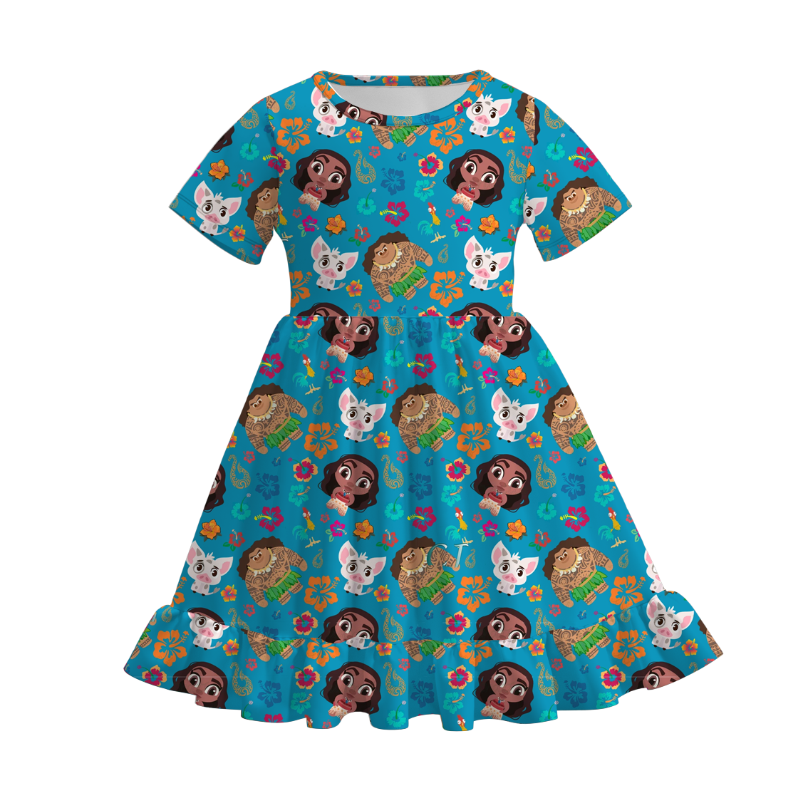 (Pre Order)Girls Cartoon Character Print Dress