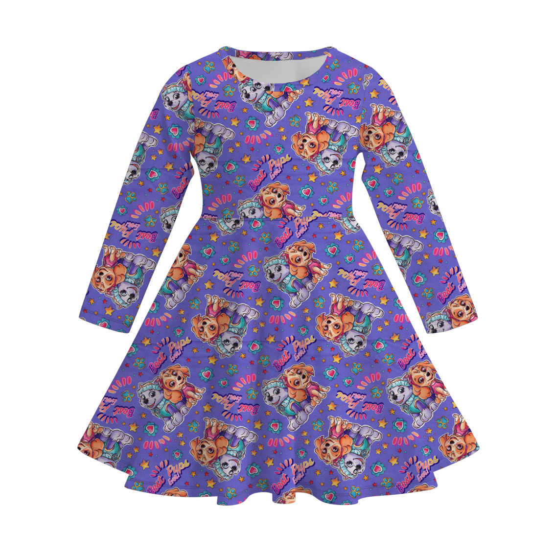 (Pre Order)Girls Cartoon Character Print Milk Silk Dress