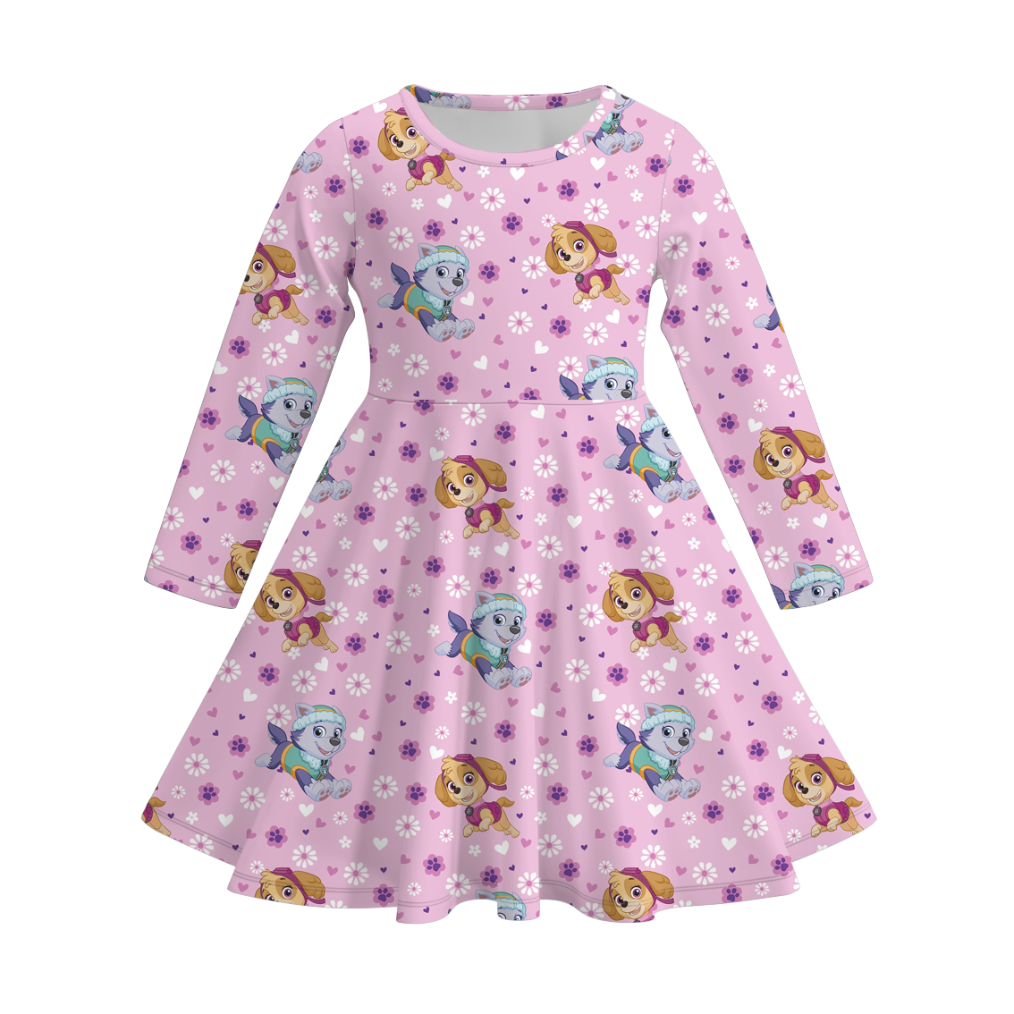 (Pre Order)Girls Cartoon Character Print Milk Silk Dress
