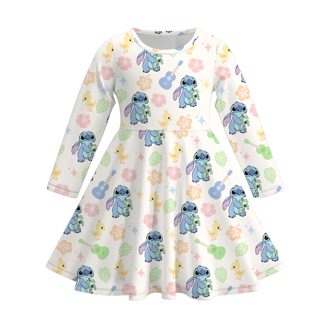 (Pre Order)Girls Cartoon Character Print Milk Silk Dress