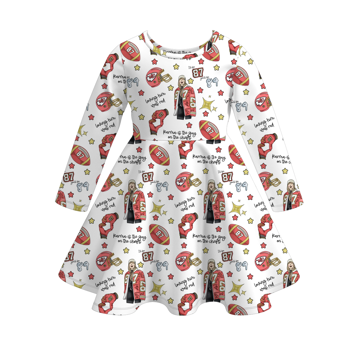 (Pre Order)Girls Football Print Milk Silk Dress