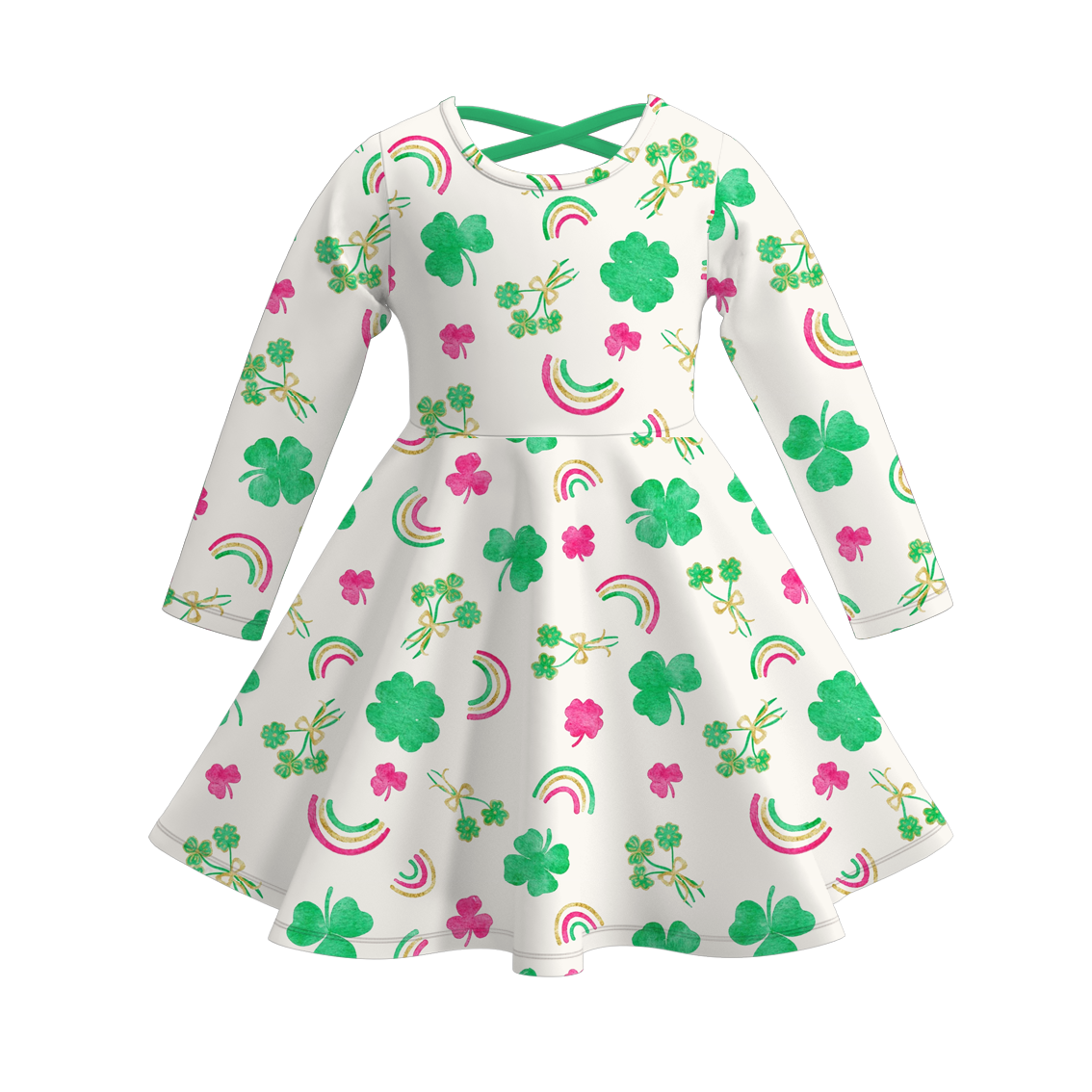 (Pre Order)Girls St.Patrick's Day Shamrock Print Dress