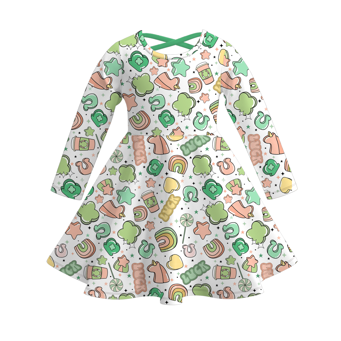 (Pre Order)Girls St.Patrick's Day Shamrock Print Dress