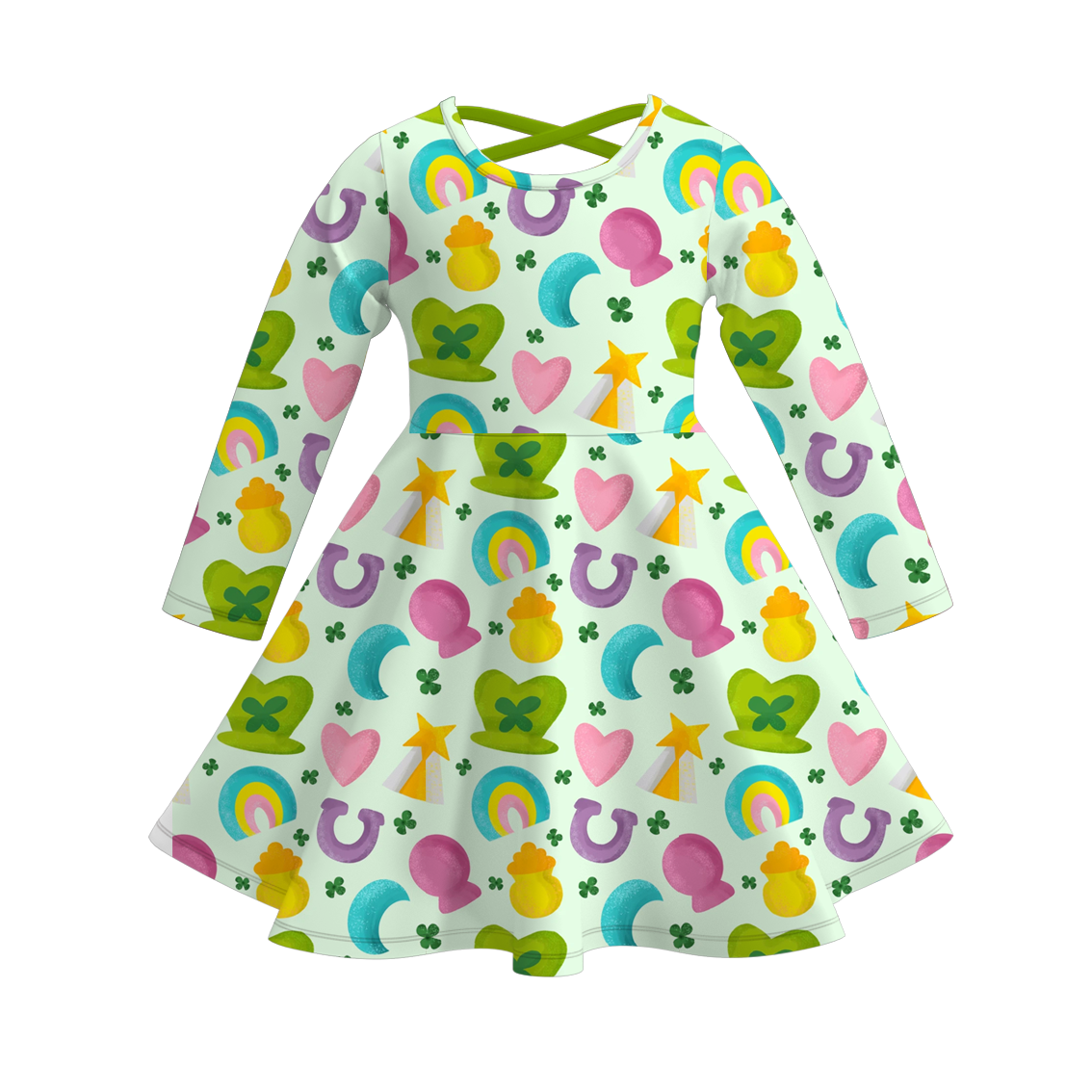 (Pre Order)Girls St.Patrick's Day Shamrock Print Dress