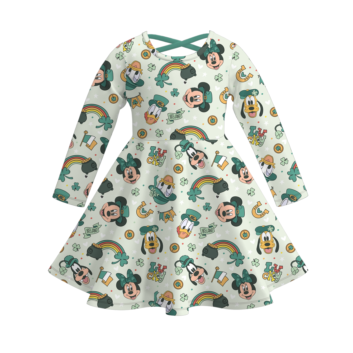 (Pre Order)Girls St.Patrick's Day Shamrock Print Dress